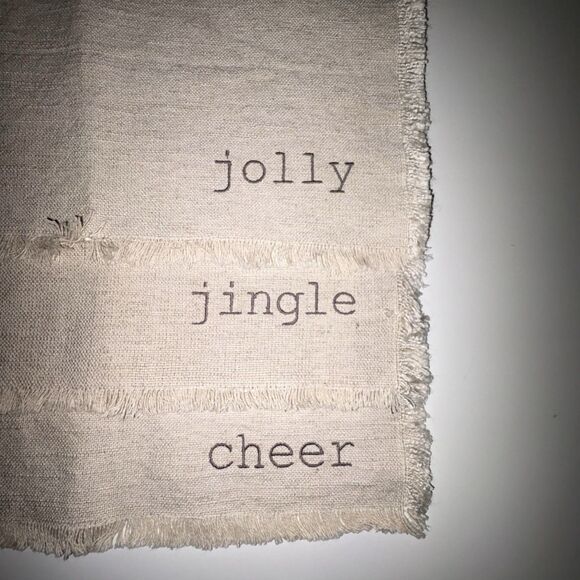 ROBERT STANLEY Holiday Christmas Placemats Set Of 3 Jingle Jolly Cheers Neutral - Picture 3 of 10